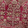Coral And Light Pink Aari Embroidered Lehenga with Mirror Work